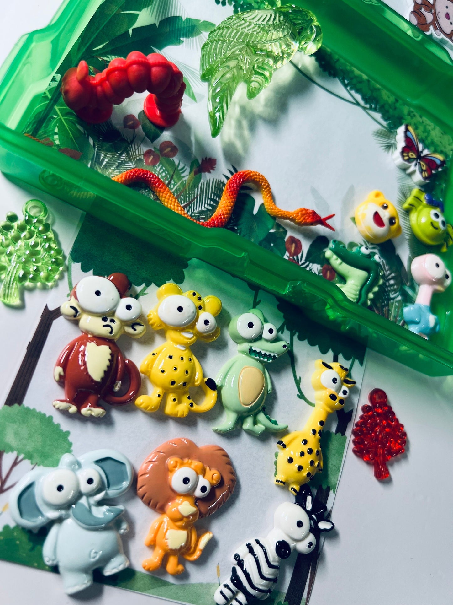 JUNGLE Theme Mini Objects- Task Box-ANIMAL Trinkets-Speech Therapy Mini Objects-Jungle Animals Themed Therapy Task Box