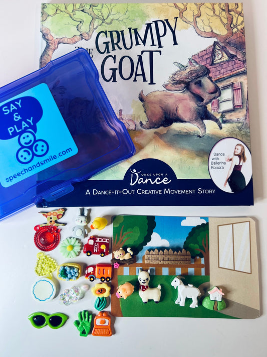 Story Kit for The Grumpy Goat-Book for Speech Therapy-Story Objects-Movement Book-Speech Therapy Mini Objects-Trinkets-Doodads