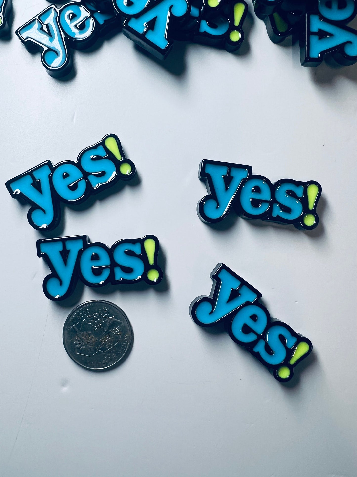 Word Trinkets-YES Trinket-Alphabet Object for Y-Speech Therapy Mini Objects-Resin Yes Cabochon-Trinkets-Doodads