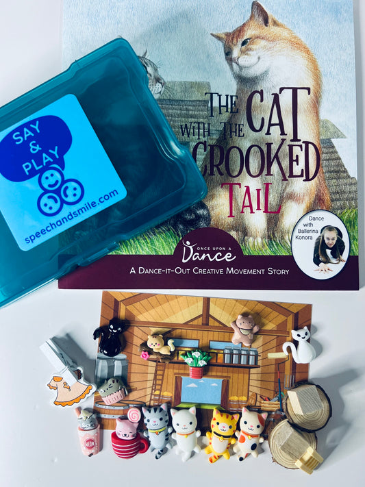 Story Kit for The Cat with the Crooked Tail Book-Creative Movement Book-Trinkets and Mini Objects for Books-Speech Therapy Book-OT Book