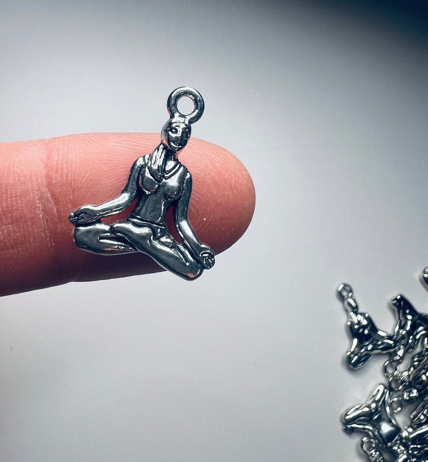 Miniature YOGA Charm-Antique Tibetan Silver Yoga Girl Charm-Silver Yoga Girl Charms-Yoga Practitioner Charm-Trinkets-Alphabet Object for Y