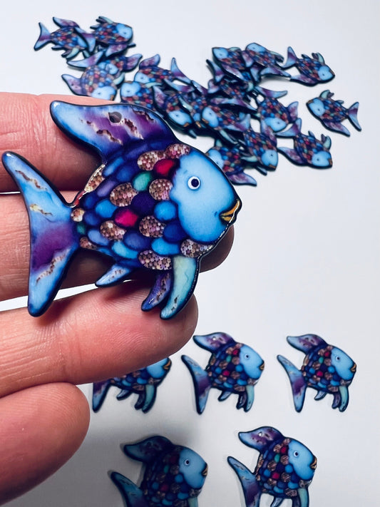 Rainbow Fish Trinket - Miniature Rainbow Fish Object - Minis for Speech Therapy - Trinlets - Charms - Doodads - Story Props for Rainbow Fish