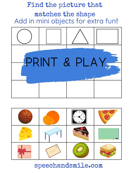 Shape Sort Mat Printable-Shape Sorting Digital Download Preschool Worksheet for Color and Category-Speech Therapy Trinkets Mini Objects SLP