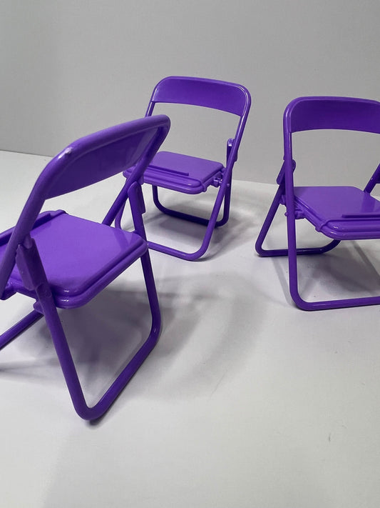 Sillas moradas plegables en miniatura - Mini sillas - Sillas pequeñas de plástico