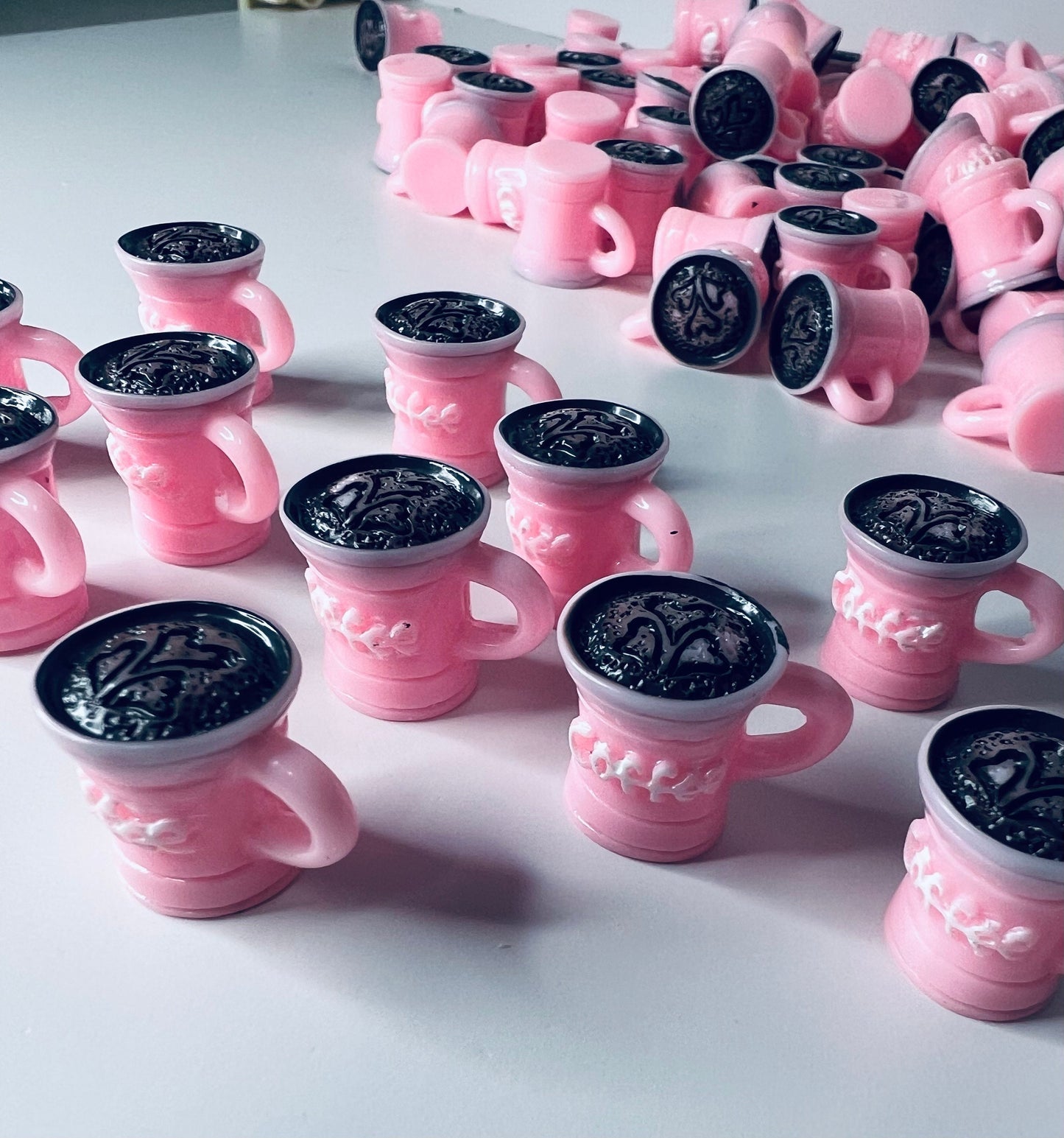Miniature COFFEE Mug - Pink Coffee  Trinket - Mini Objects for Speech Therapy - Dollhouse Coffee Miniature- Trinkets - Doodads - Montessori