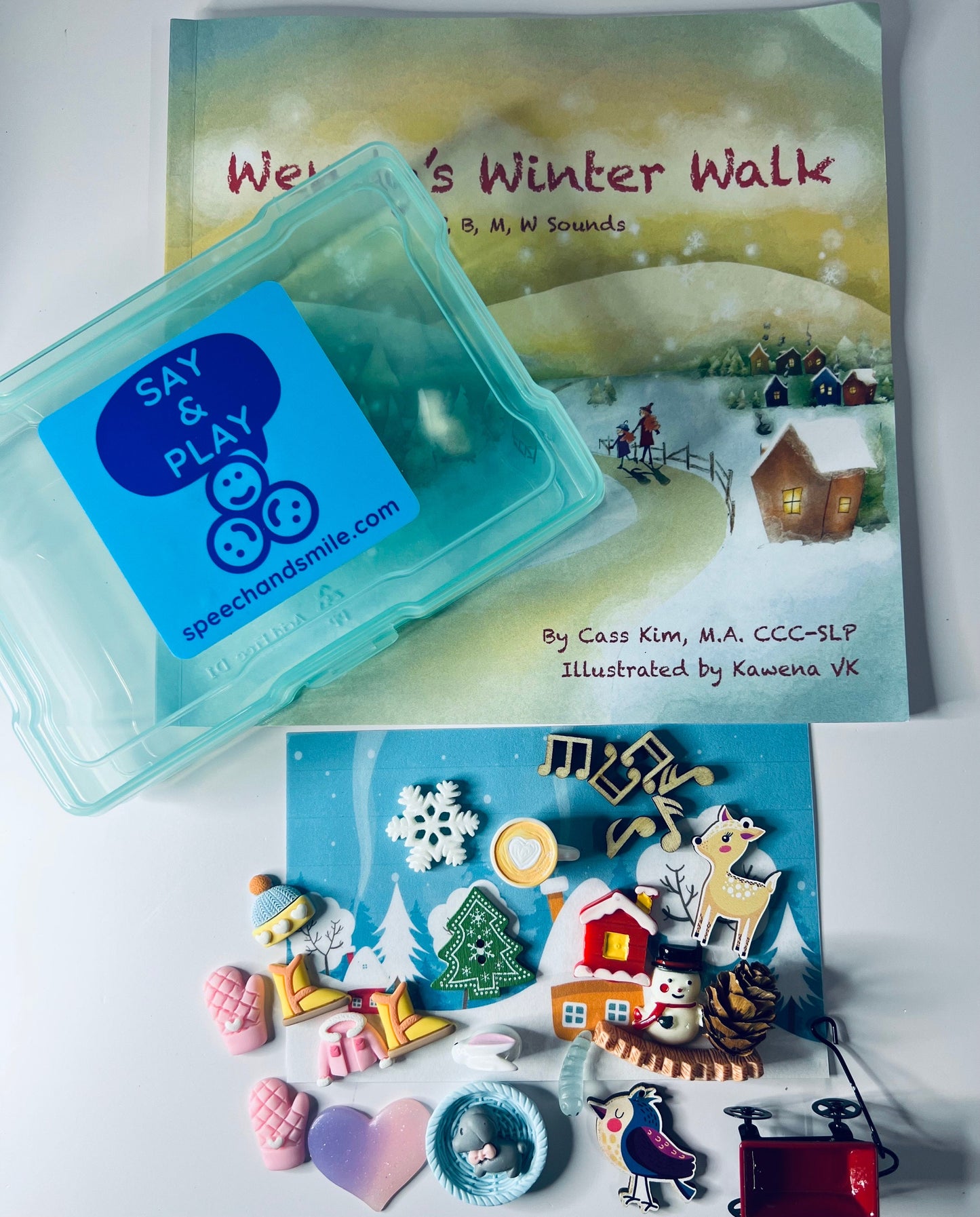 Kit de Cuentos para Logopedia Sonidos Sonidos Bilabiales Mini Objetos para Logopedia - Mini Objetos de Articulación -Wendy's Winter Walk