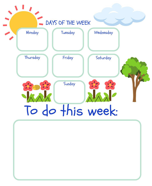 Weekly Visual Schedule Digital Download-Routine Chart-To Do Chart-Speech Therapy Digital Download-Autism Visual Schedule-Routine Board-