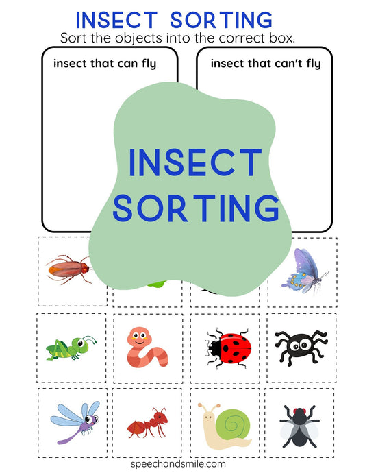 Insect Sorting Activity Worksheet - Bug Sorting - PRINT & PLAY Preschool Sorting Worksheet - Printable Sorting Activity - Sorting Download