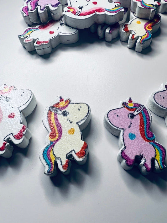 Miniature UNICORN Trinkets-Mini Objects-Doodads-Mystical Miniatures-Wood Unicorn Button-Fairytale Trinkets-Mini Objects for Speech Therapy