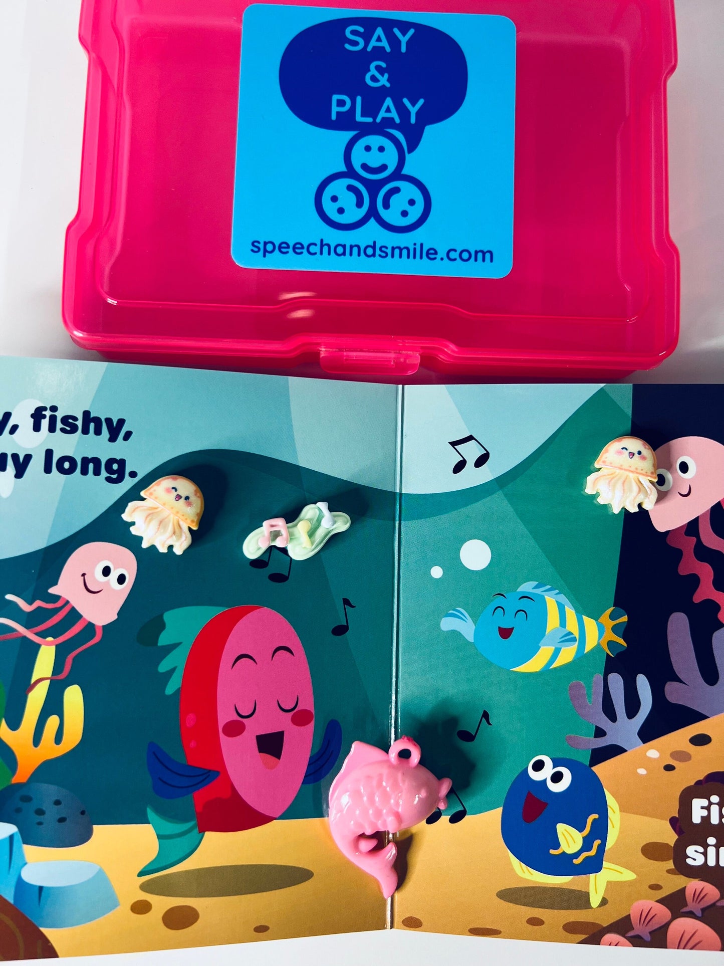 Kit de cuentos Mini objetos para Fishy Fishy Book- Libro de rimas preescolares - Libro de logopedia - Libro oceánico para niños