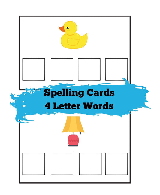 Printable Spelling Cards-Four Letter Word Cards- Kindergarten Spelling