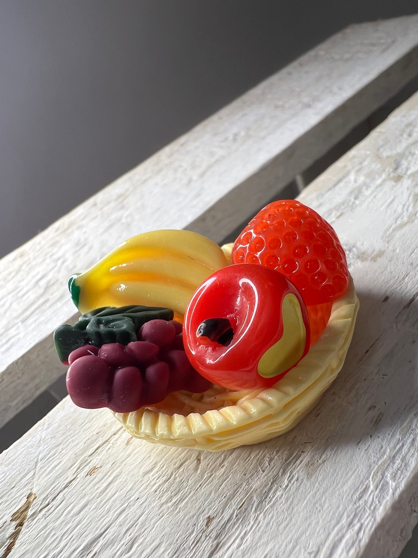 Miniature Fruit  Basket Dollhouse Miniature  Basket -Mini Fruit Objects - Fruit Trinkets - Miniature Fruit Harvest Dollhouse