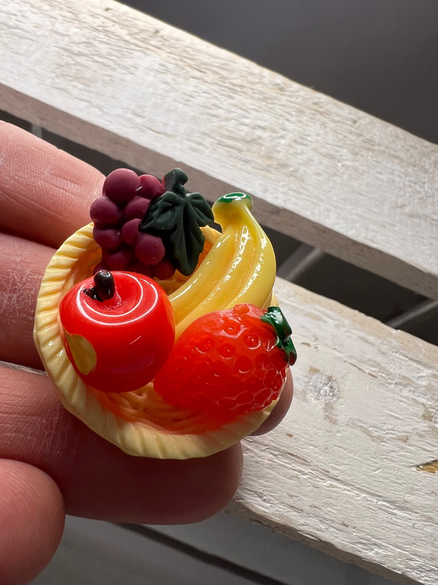 Miniature Fruit  Basket Dollhouse Miniature  Basket -Mini Fruit Objects - Fruit Trinkets - Miniature Fruit Harvest Dollhouse