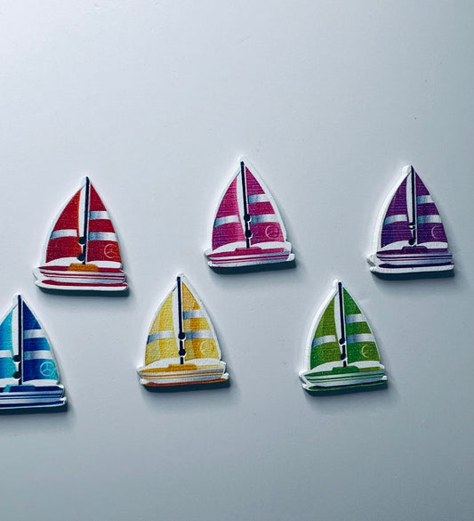 Miniature Sailboat Object Wood Boat Buttons Trinkets  Mini Objects for Speech Two Hole Novelty Buttons Alphabet Objects for Y is for Yacht