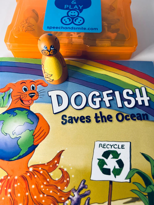 Story Kit for Dogfish Saves the Ocean Book - Earth Day Activity -Ocean Book- Ocean Miniature Objects - Mini Objects for Speech Therapy