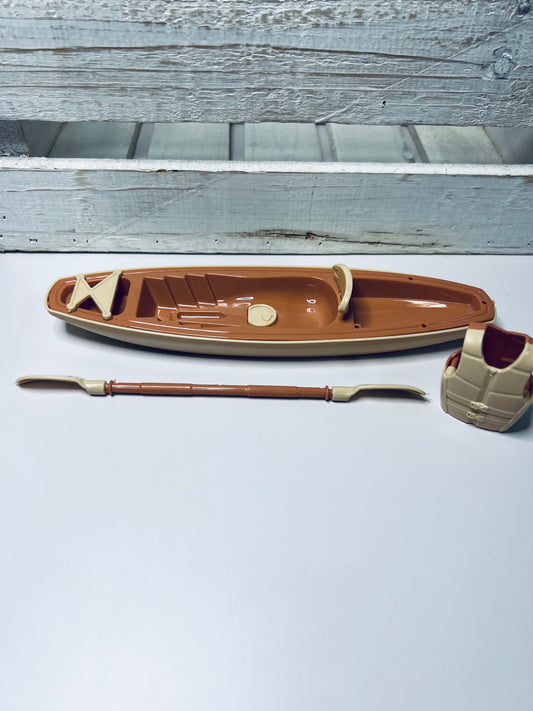 Mini jouet kayak pour objets miniatures poupées jouet de bain - mini objets d'orthophonie - pagaie de kayak de maison de poupée et mini gilet de sauvetage