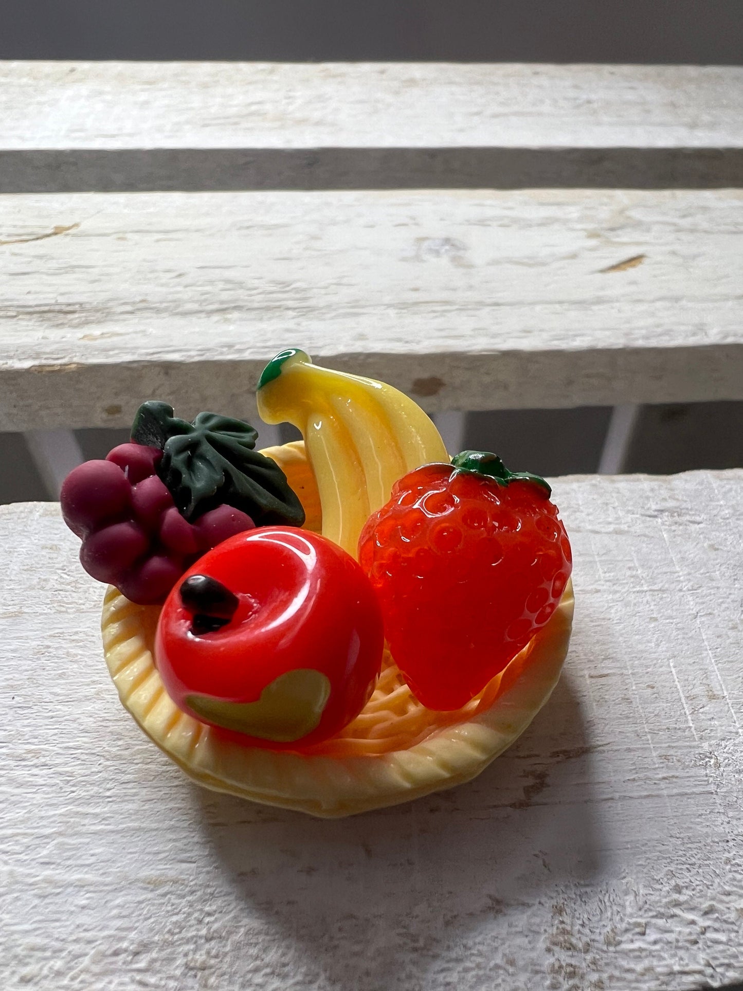 Miniature Fruit  Basket Dollhouse Miniature  Basket -Mini Fruit Objects - Fruit Trinkets - Miniature Fruit Harvest Dollhouse