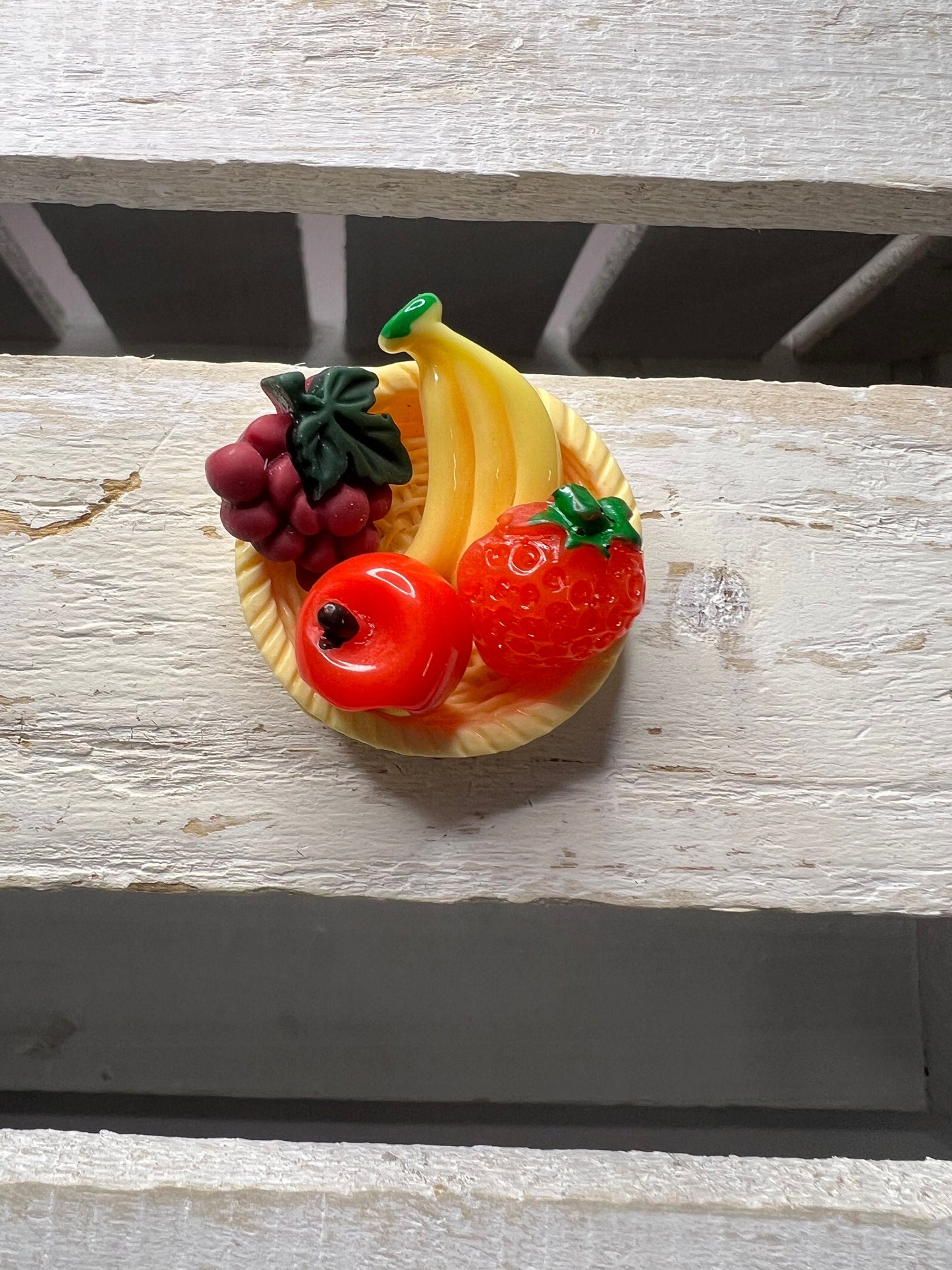 Miniature Fruit  Basket Dollhouse Miniature  Basket -Mini Fruit Objects - Fruit Trinkets - Miniature Fruit Harvest Dollhouse