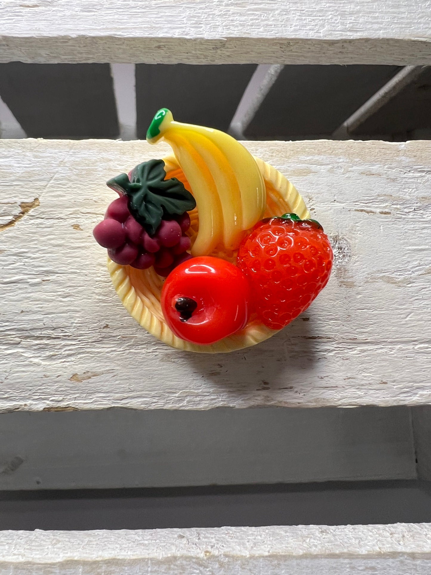 Miniature Fruit  Basket Dollhouse Miniature  Basket -Mini Fruit Objects - Fruit Trinkets - Miniature Fruit Harvest Dollhouse