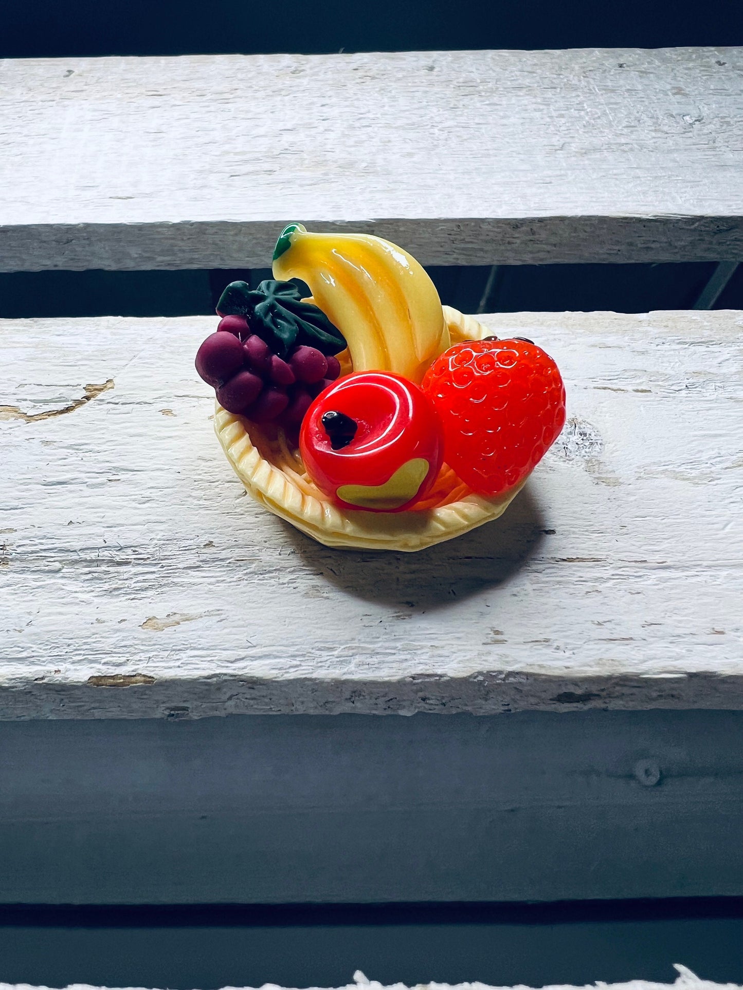 Miniature Fruit  Basket Dollhouse Miniature  Basket -Mini Fruit Objects - Fruit Trinkets - Miniature Fruit Harvest Dollhouse