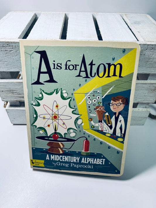 Alphabet Book-A est Atom Book-Unique Alphabet Book-Mid Century Alphabet Book Thème-Livre préscolaire-Livres pour l’orthophonie et plus encore !