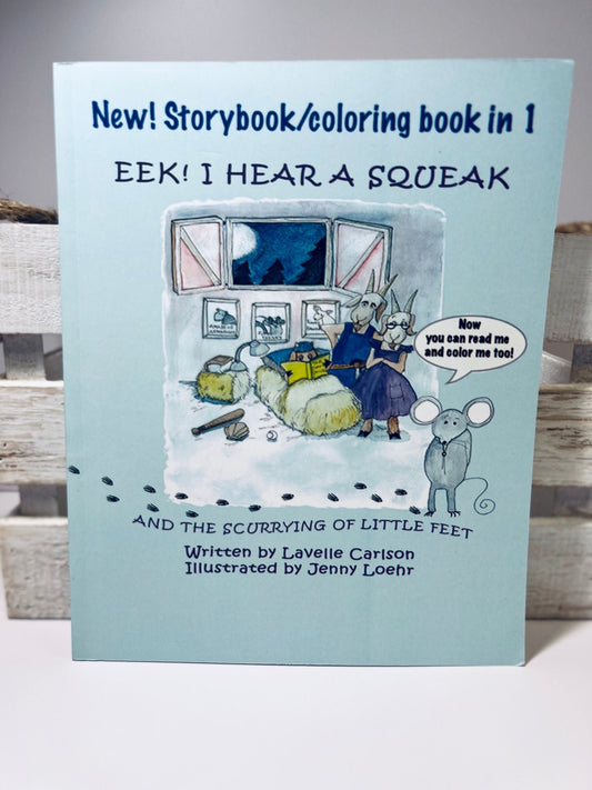 Livre pour enfants-Livre de contes Livre de coloriage-EEK! J'entends un grincement et le bruissement des petits pieds Livre écrit par un orthophoniste