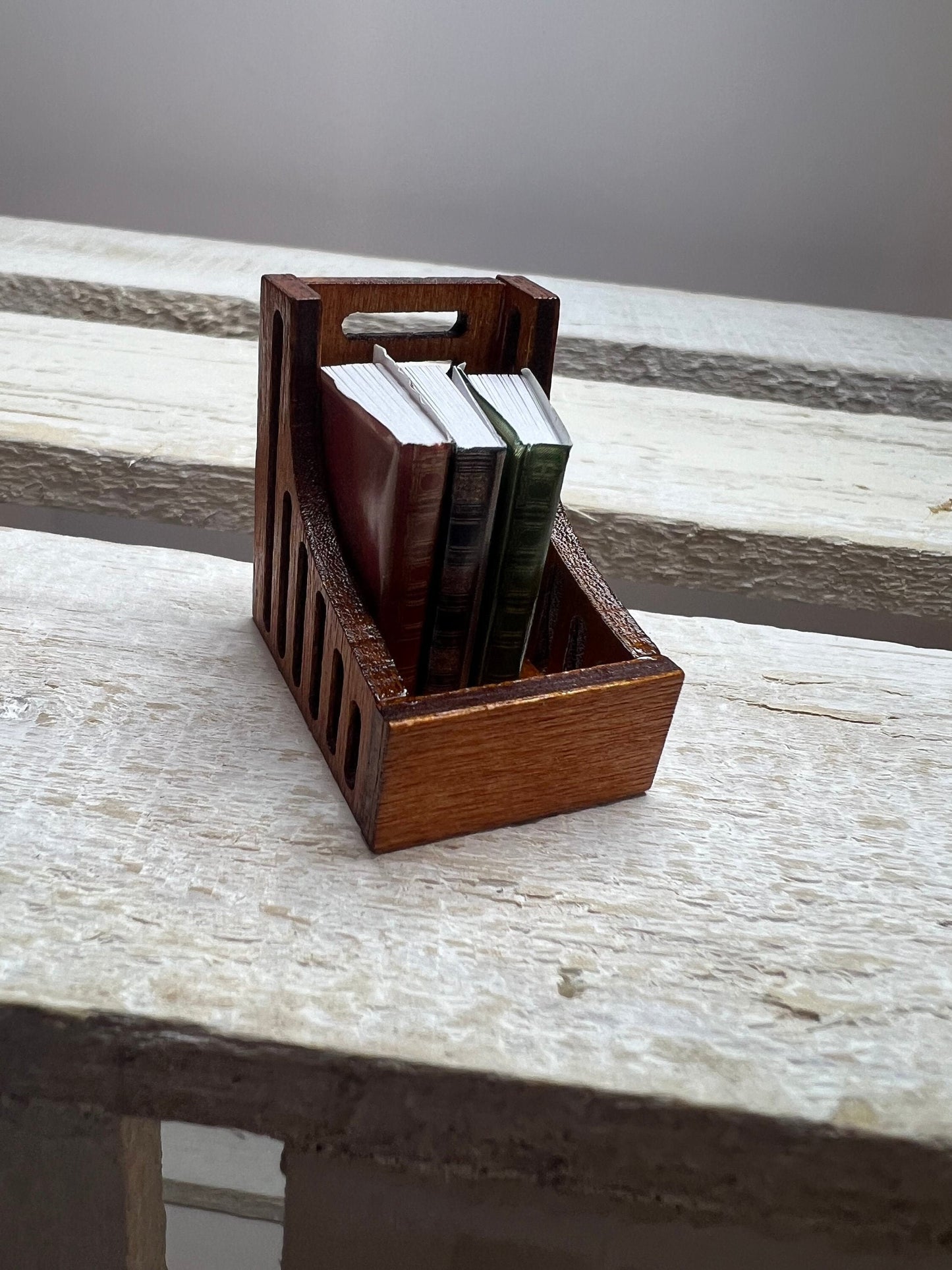 Estantería para libros en miniatura para casa de muñecas